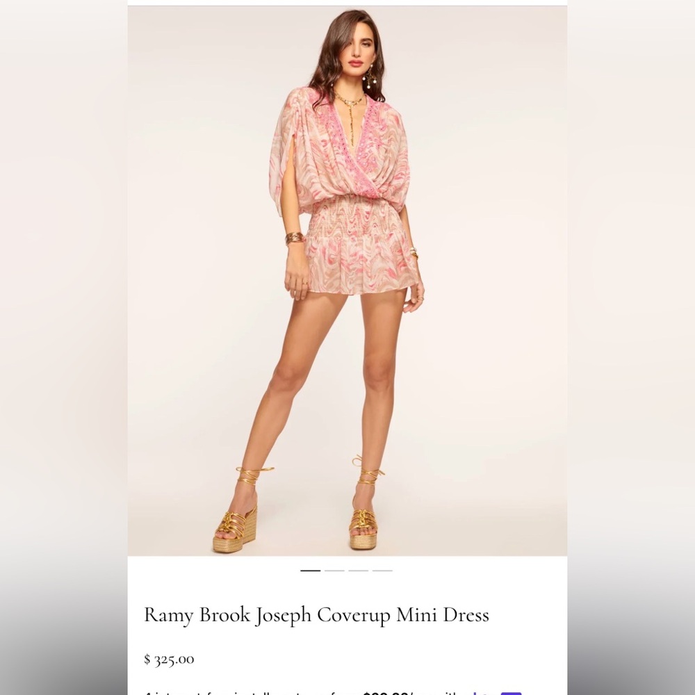 Ramy Brook Blush and Gold Mini Dress